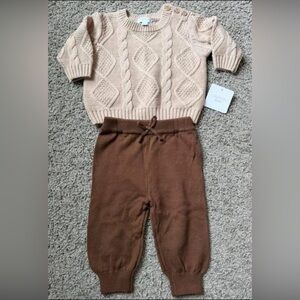 Cable Knit Sweater and Brown Knit Joggers Set Baby 3/6 months